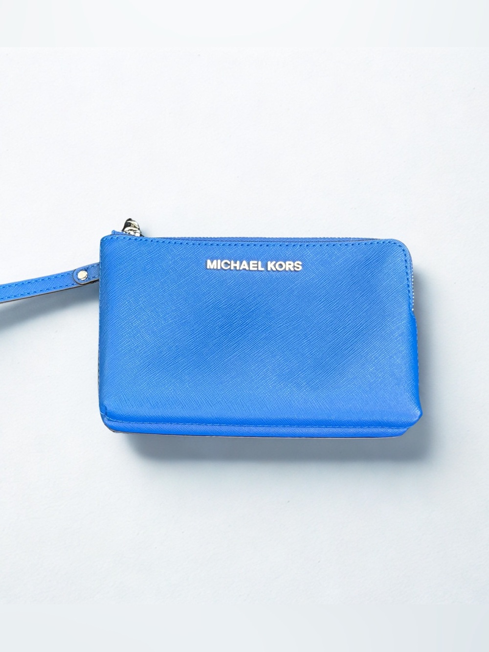 MICHAEL KORS Jet Set Travel Double Zip Wristlet Wallet Clutch Saffiano leather